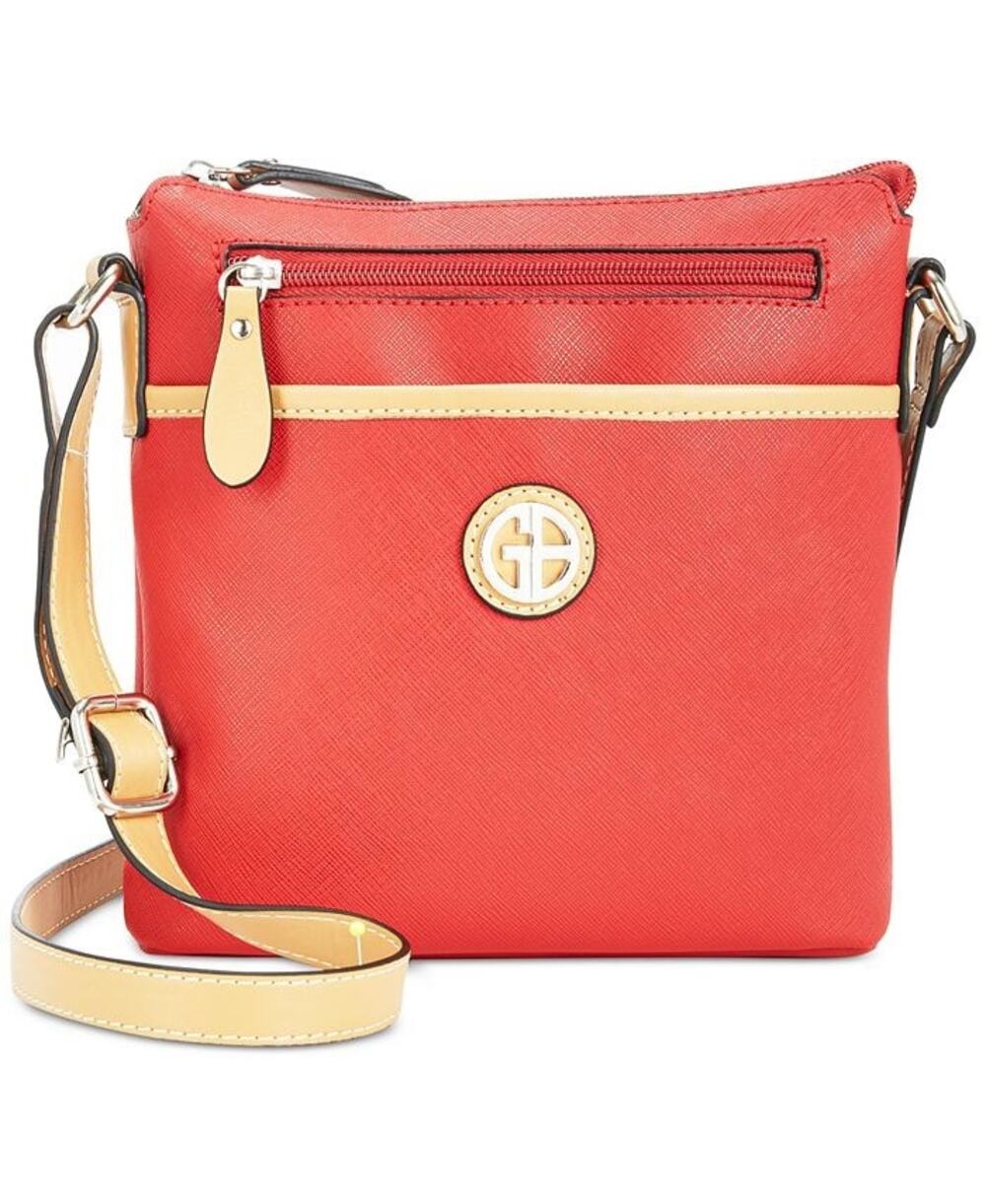 GIANI BERNINI Saffiano North South Crossbody in Orange Tan